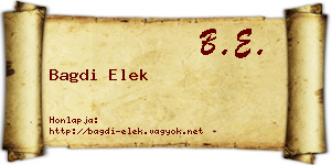 Bagdi Elek névjegykártya
